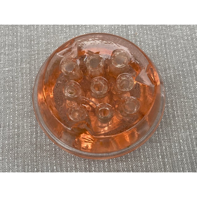 Pink Early 20th Century Pink Footed Depression Glass Flower Pin Frog For Sale - Image 8 of 12