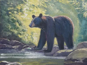 Original Impressionist Oil Painting, Bear