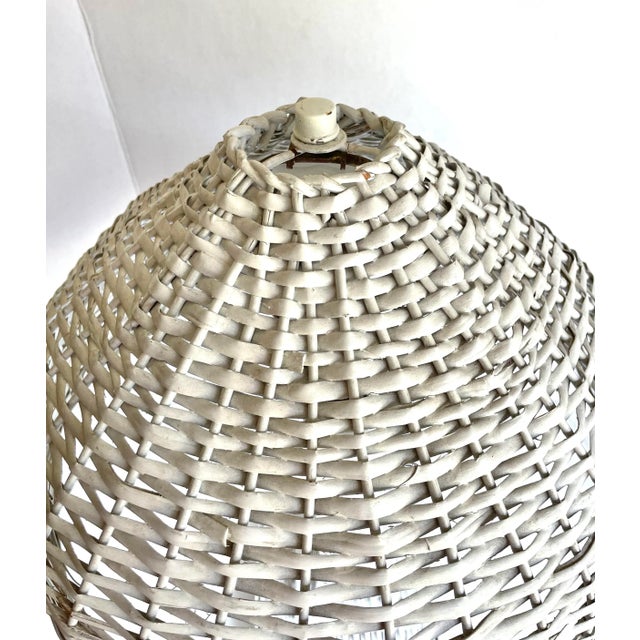 Vintage Woven Wicker Rattan Table Lamp For Sale - Image 10 of 13