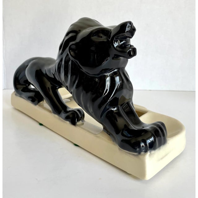 Ceramic Vintage Glazed Ceramic Lion Tabletop Trinket Cachepot For Sale - Image 7 of 12