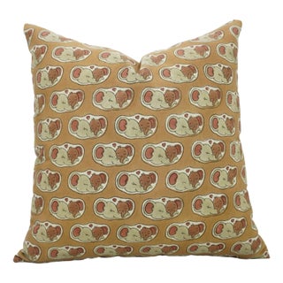 Fabdivine Linen Blend Throw Pillow Cover Handmade Block Print, Elephant- 18x18 Inch For Sale