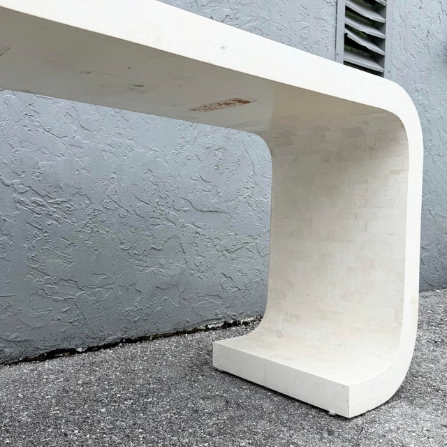 Stone Postmodern Tessellated Stone Waterfall Console Table by Maitland Smith For Sale - Image 7 of 11