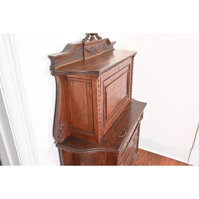Late 19th Century Late 19th Century Victorian Renaissance Revival Carved Drop-Front Secretary Desk For Sale - Image 5 of 18