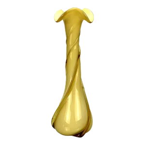 Mid-Century Italian Empoli Cristalleria Yellow Hand Blown Art Glass Twisted Vase