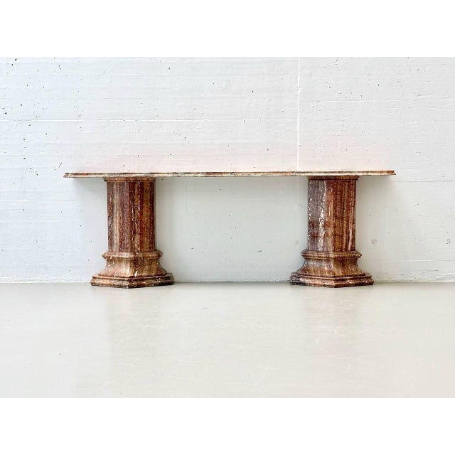 Stone Console Table in Reddish-Brown Marble, Italy For Sale - Image 7 of 18