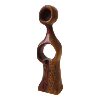 Carved Wood Figurative Sculpture For Sale