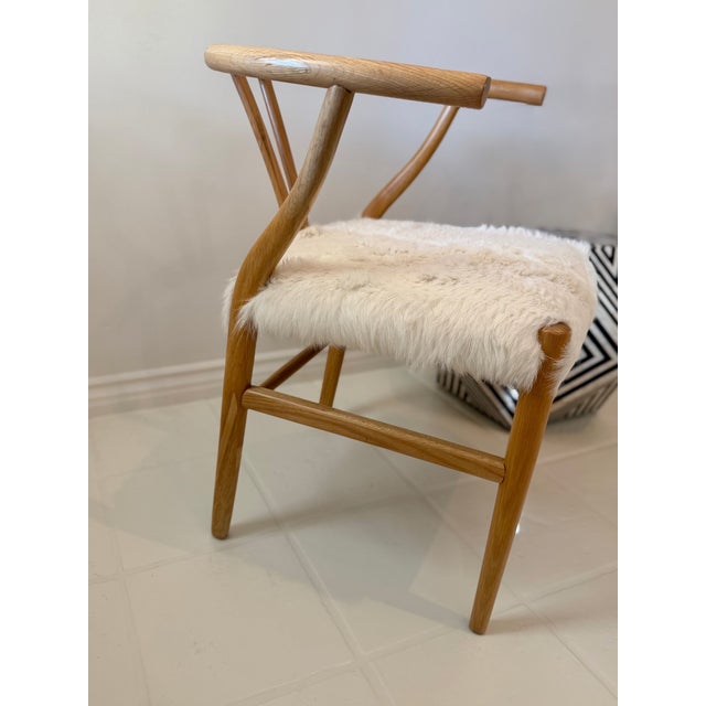 Hans Wegner Sheep Fur Wishbone Chair - Pair For Sale - Image 4 of 6