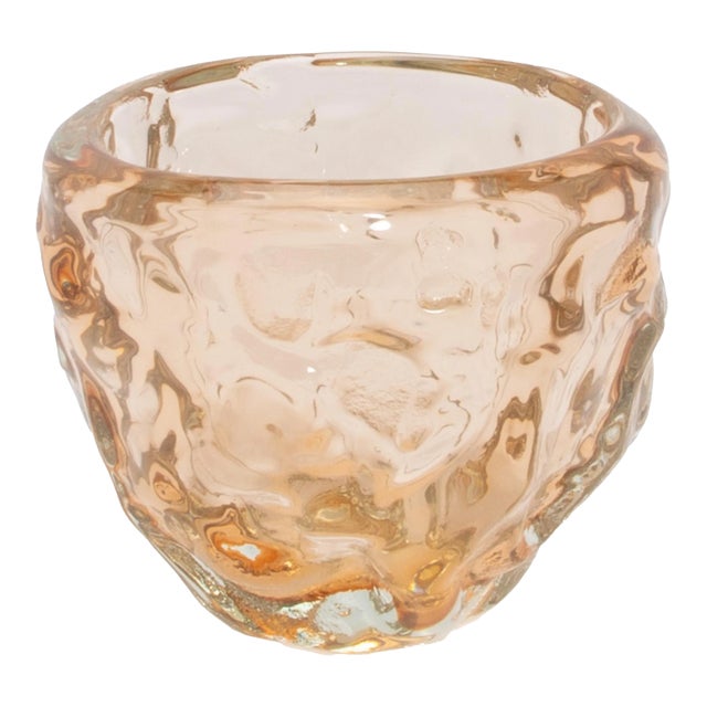 Hand-Blown Murano Sculptural Bowl in Rose Gold For Sale