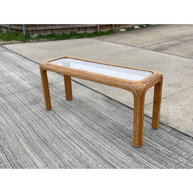 Pencil Reed Bamboo Console Table For Sale In Dallas - Image 6 of 6