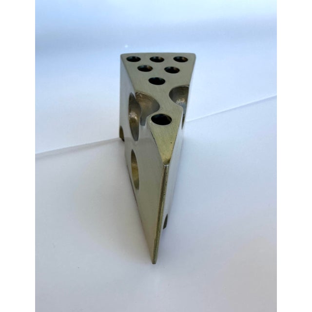 1970s Vintage Brass Cheese Pen Holder For Sale - Image 5 of 8