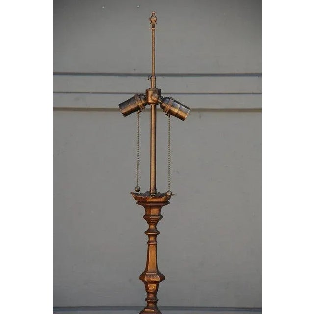 French Gilt Bronze Baroque Style Candlestick Lamp For Sale - Image 4 of 7