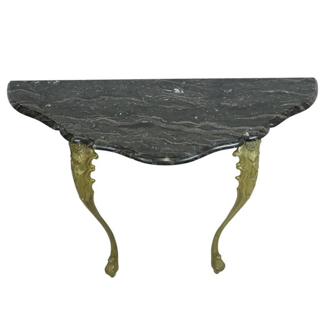 Baroque French Marble Console Table with Ornate Brass Legs, 1950s For Sale - Image 3 of 17