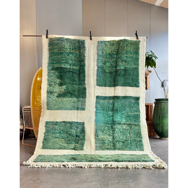 Green Handmade Beni M'rirt Rug – 200 × 300 cm (6.5 × 9.8 ft) A striking color-block Beni M'rirt rug, hand-knotted in...