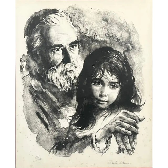 Sandu Liberman (Romanian–Israeli, 1923–1977) Rabbi with Young Girl Lithograph on paper, signed and numbered 99/200 In this...