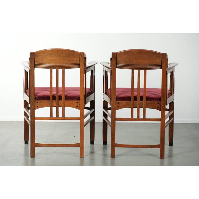 Art Nouveau / Jugendstil Dining Chairs with Red Fabric Upholstery from Schuitema, Set of 2 For Sale - Image 3 of 15