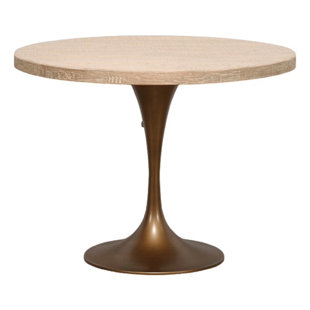 Reclaimed Pine Top Dining Table, Pedestal Stem Base For Sale