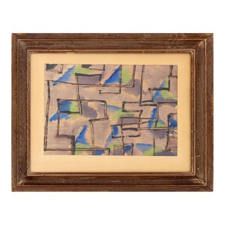 Polychrome Geometric Composition Watercolor For Sale