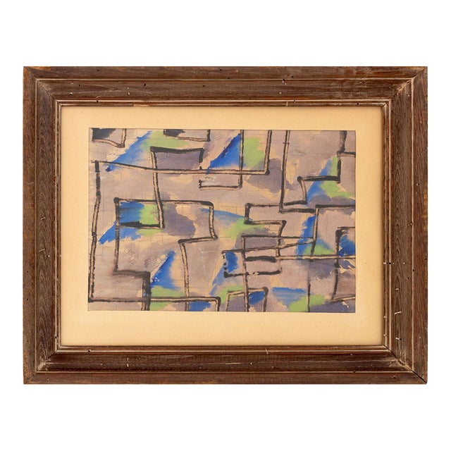 Polychrome Geometric Composition Watercolor For Sale
