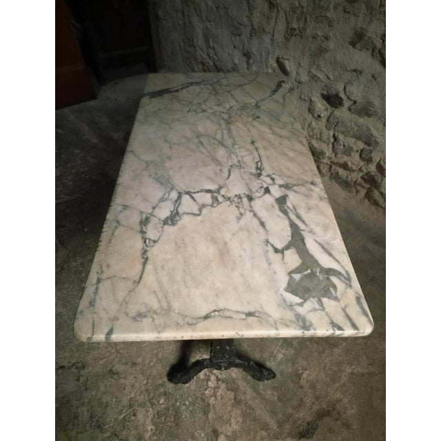 Antique French Marble Bistro Table with Cast Iron Base, 1920s For Sale - Image 3 of 18