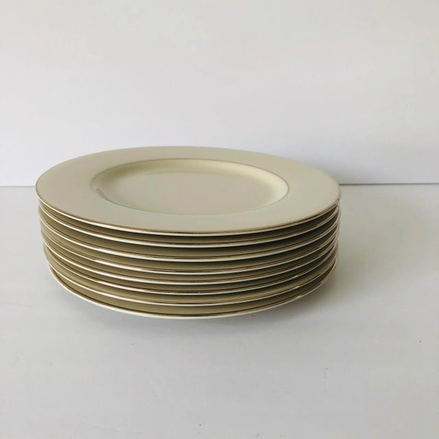 Contemporary Vintage Elegance by West Bend China Ivory & Platinum Trim Set of 8 Salad Plates For Sale - Image 3 of 6