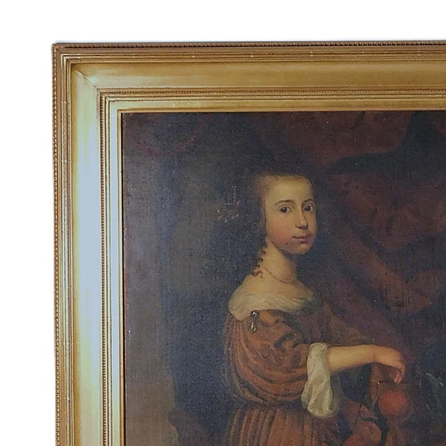 Realism Adriaen Cornelisz. Beeldemaker (Rotterdam C. 1625-After 1701 the Hague) Portrait of a Youn Lady and Hound, Oil on Canvas For Sale - Image 3 of 7