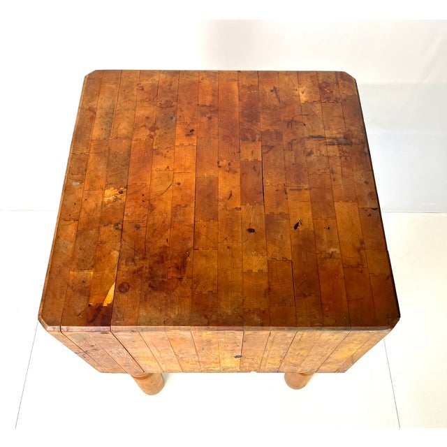 Brown Vintage Solid Maple Butcher Block Table by Quality Maple Block Co. For Sale - Image 8 of 11