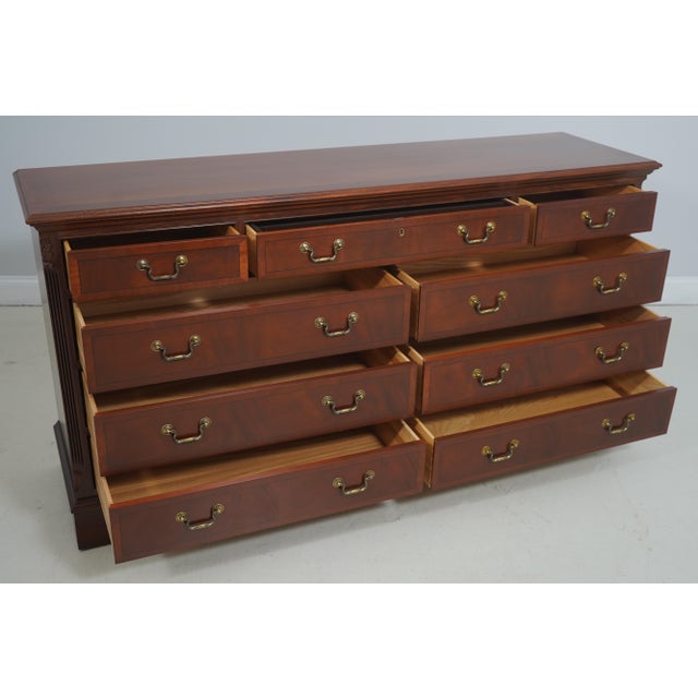 Traditional Ethan Allen Mahogany Inlaid Double Dresser For Sale - Image 3 of 18