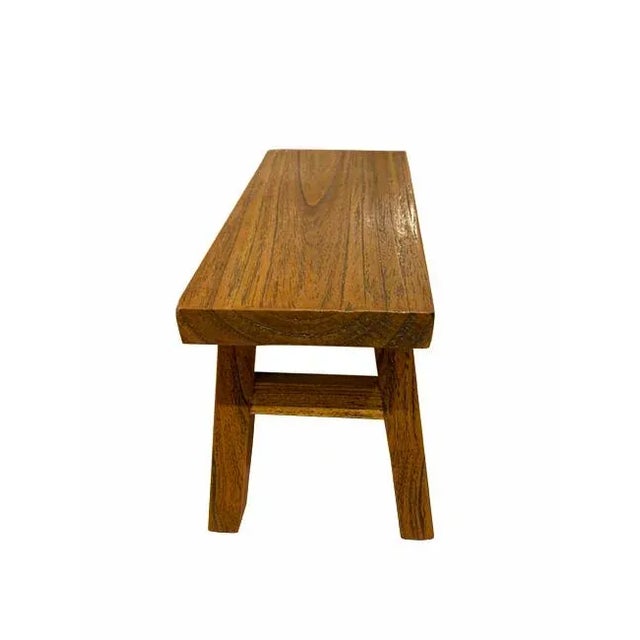 Asian Style Elm Wood Butterfly Low Stool-Brown