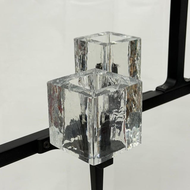 Marian Jamieson "Kellen" Chandelier, Blackened Steel & Murano Glass Style Shades For Sale - Image 12 of 18