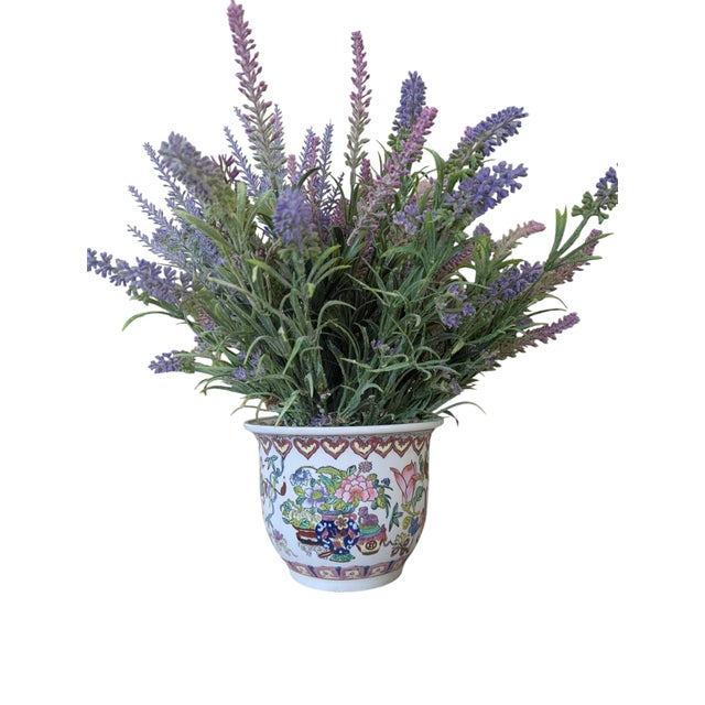 Vintage Chinoiserie Famille Rose Ceramic Cachepot Planter For Sale In Charlotte - Image 6 of 12