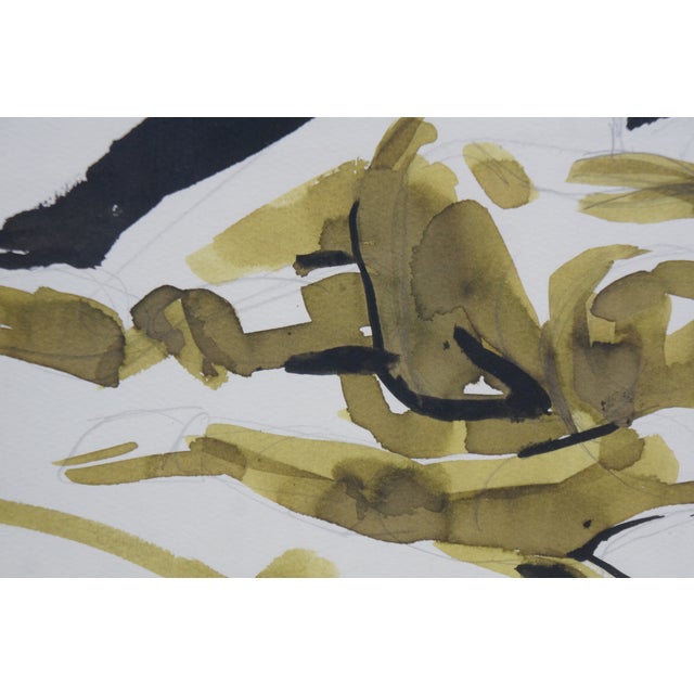 Mid 20th Century Elmer Tomasch Abstract Reclining Nude Watercolor Painting 12" For Sale - Image 9 of 10