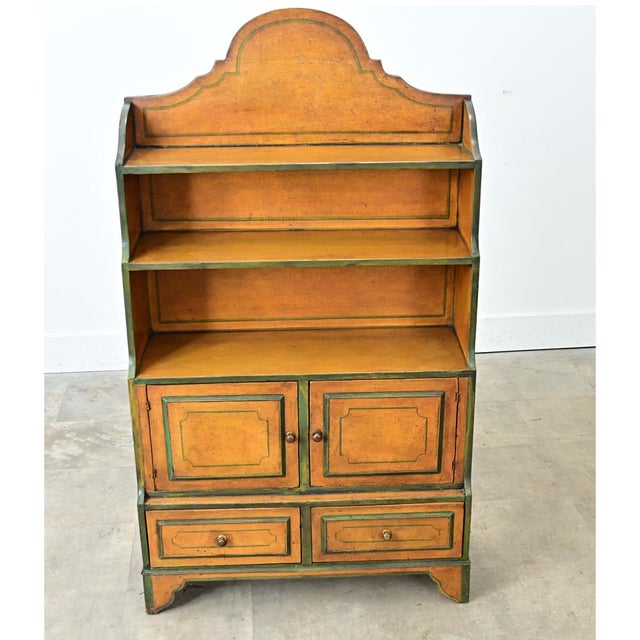 English Early 20th Century Painted Pine Waterfall Bookcase For Sale - Image 13 of 15