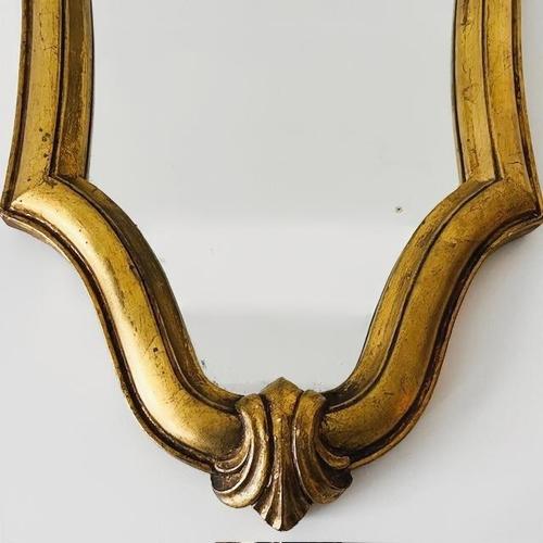 Mid-Century Baroque Style Gold Leaf-Gilded Crest Mirror, 1950s For Sale - Image 5 of 8