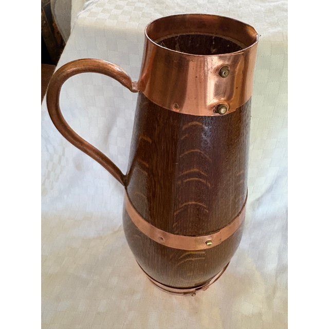 Early 20th Century Early 20th Century French Oak Copper Banded Cider or Wine Pitcher For Sale - Image 5 of 12