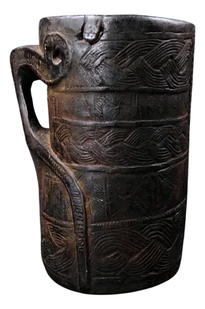 Nepalese Milk Jug in Wood with Brown Patina, 1920s