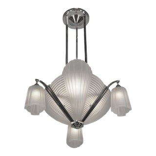1930s French Art Deco Chandelier by Petitot & Muller Freres France For Sale