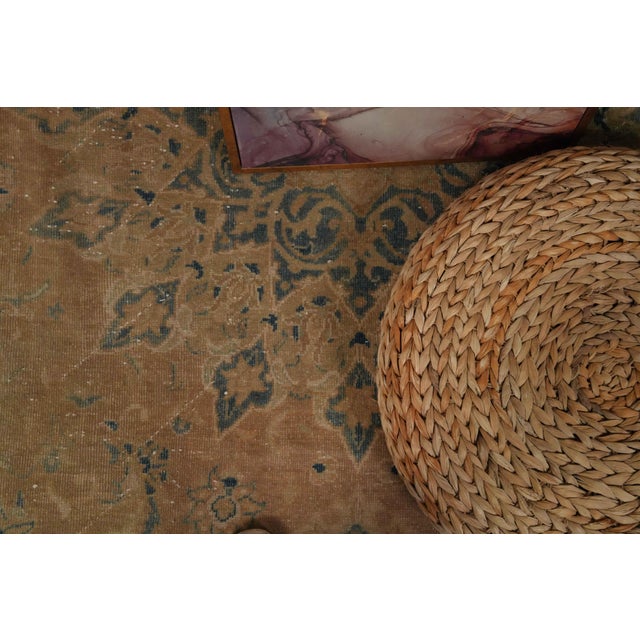 1970s 1970s Vintage Persian Handmade Wool 10x13 Beige Area Rug For Sale - Image 5 of 11