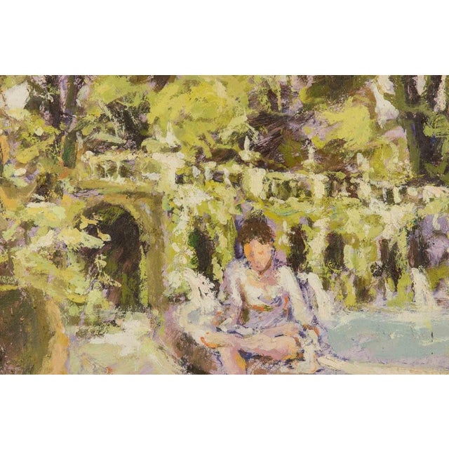 Modern Franco Marzilli, Ballerina in the Park, Oil Painting, 1970s For Sale - Image 3 of 6