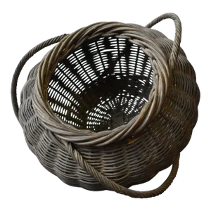 Antique Woven Basket With Spiraling Detail, Circa Early 20th Century