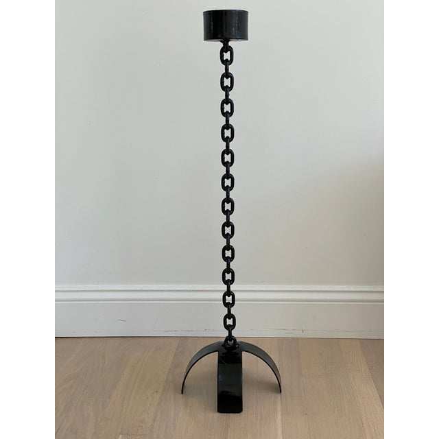 1980s Modernist Black Wrought Iron Floor Candle Stand Chairish