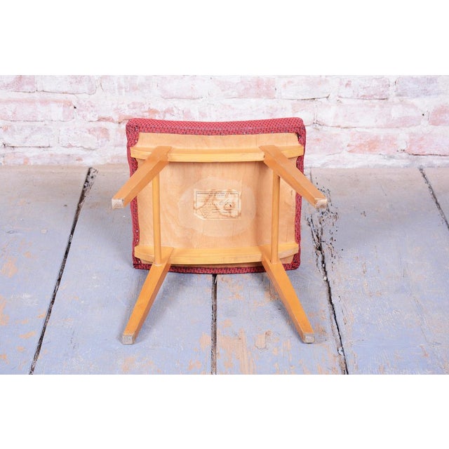 Mid-Century Stool in Upholstery and Beech, Slovakia, 1960s For Sale - Image 4 of 8