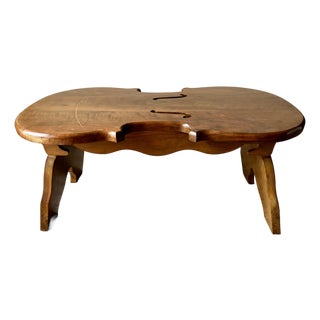 Vintage 1976 Amana Furniture Solid Walnut Violin-Shaped Hearth Bench / Footstool For Sale