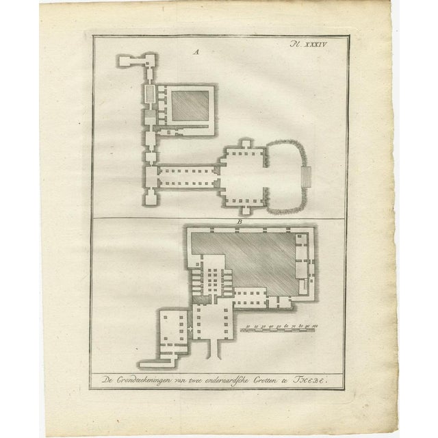 Ancient egyptian temple & tomb ground plans – thebes, c.1790 engravings : this pair of antique engravings presents...