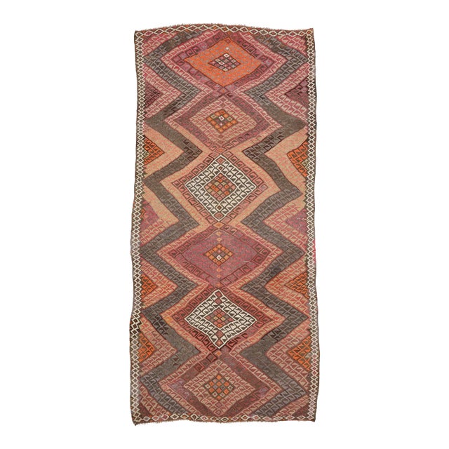 Mid 20th Century Vintage Decorative Turkish Kilim Rug For Sale