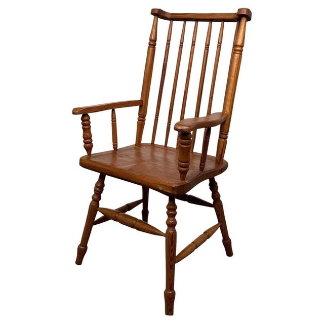 20th Century Country Pitch Pine Stick Back Armchair For Sale - Image 9 of 14