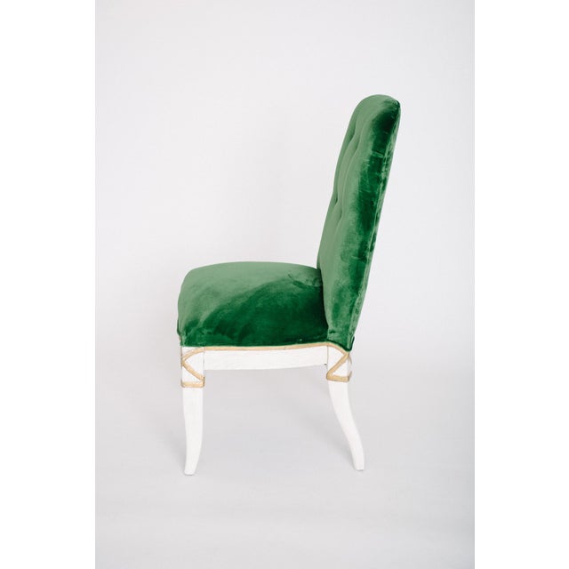 1980s Set of 10 Emerald Green Velvet Dining Chairs Attr. Marge Carson For Sale In Houston - Image 6 of 11