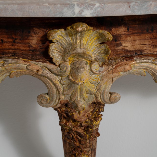 Rococo Patinated Console Table with Marble Top, Antique, France, Early 19th Century For Sale In Greensboro - Image 6 of 12