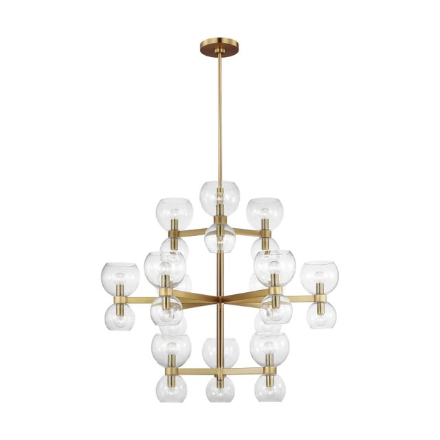 Kate Spade Kate Spade by Visual Comfort Studio Londyn Chandelier, Burnished Brass & Clear Glass, Large For Sale - Image 4 of 5