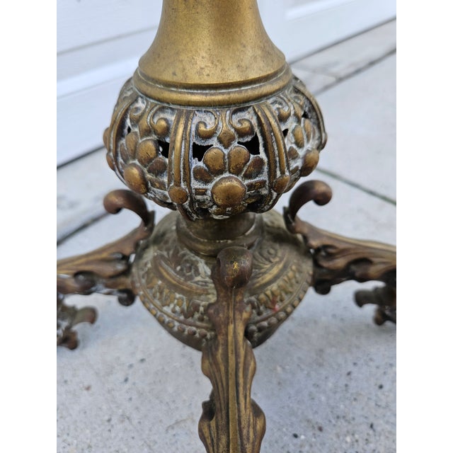 Victorian Brass Cast Iron and Marble Pedestal Plant Stand For Sale - Image 10 of 12