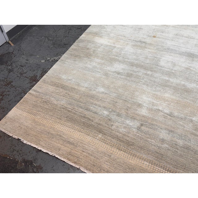 Sand 8ft 12in × 12ft 1in Stark Bendi Collection Jacquard Rug For Sale - Image 8 of 12